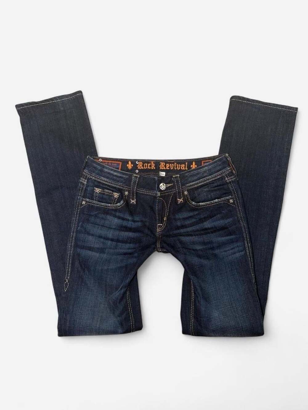 Y2K Vintage 2005 Rock Revival Celine Straight Jeans Low Rise Bootcut Size 26
